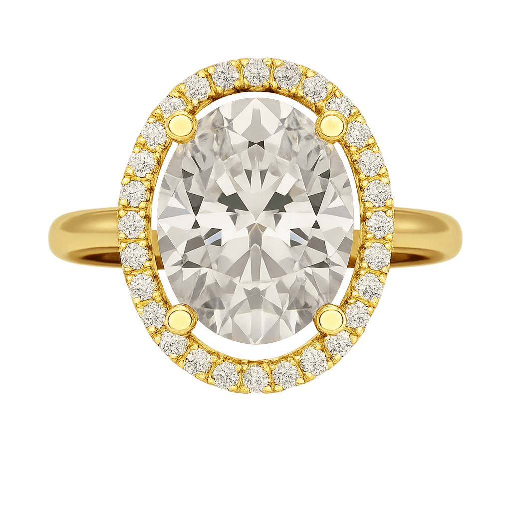 3 Carat Oval Lab Grown Diamond Halo Engagement Ring - Evara Jewelry LLC