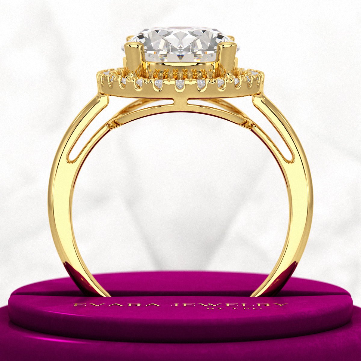 3 Carat Oval Lab Grown Diamond Halo Engagement Ring - Evara Jewelry LLC