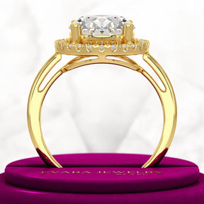 3 Carat Oval Lab Grown Diamond Halo Engagement Ring - Evara Jewelry LLC
