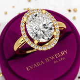3 Carat Oval Lab Grown Diamond Halo Engagement Ring - Evara Jewelry LLC