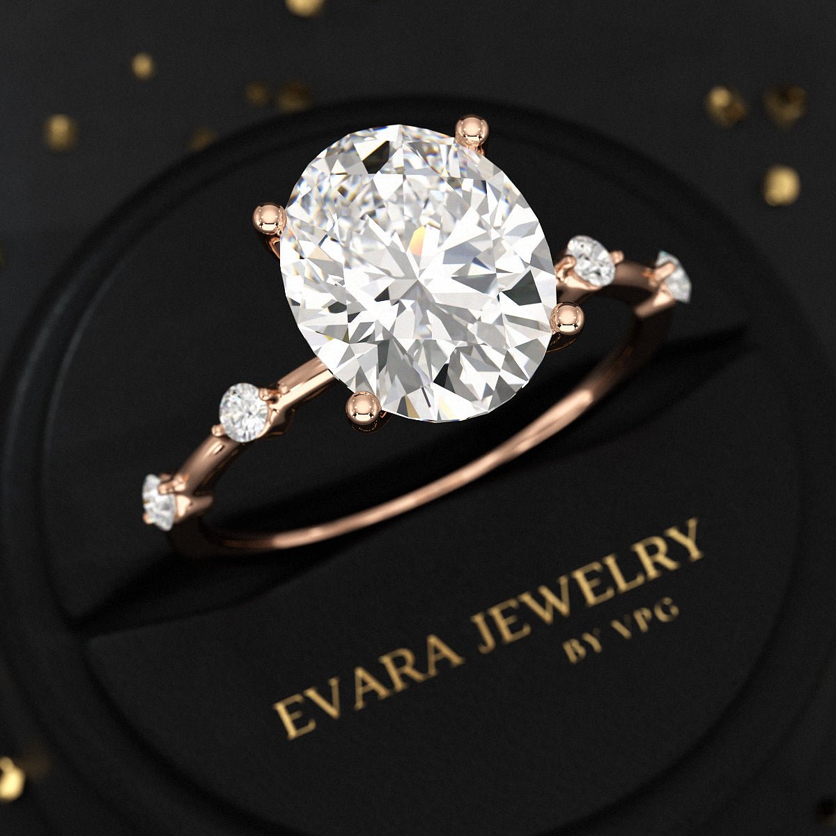3 Carat Oval Lab Grown Diamond Thin Engagement Ring - Evara Jewelry LLC