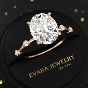 3 Carat Oval Lab Grown Diamond Thin Engagement Ring - Evara Jewelry LLC