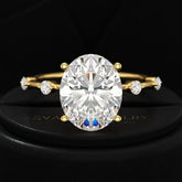 3 Carat Oval Lab Grown Diamond Thin Engagement Ring - Evara Jewelry LLC