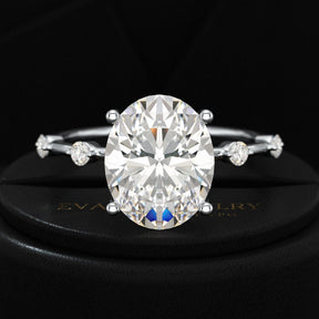 3 Carat Oval Lab Grown Diamond Thin Engagement Ring - Evara Jewelry LLC