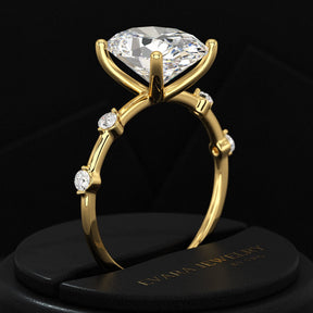 3 Carat Oval Lab Grown Diamond Thin Engagement Ring - Evara Jewelry LLC