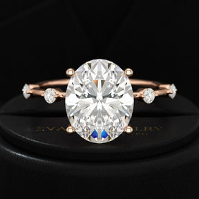 3 Carat Oval Lab Grown Diamond Thin Engagement Ring - Evara Jewelry LLC
