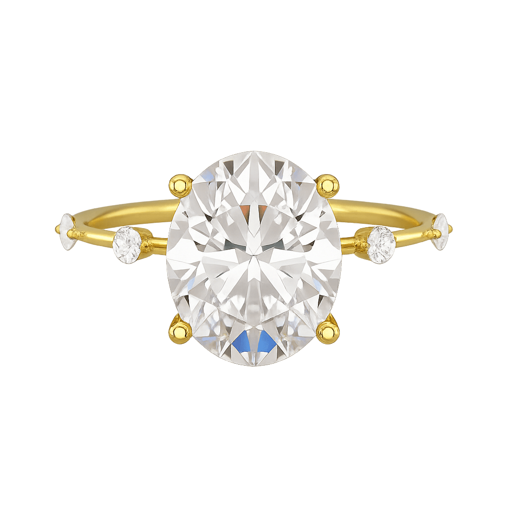 3 Carat Oval Lab Grown Diamond Thin Engagement Ring - Evara Jewelry LLC