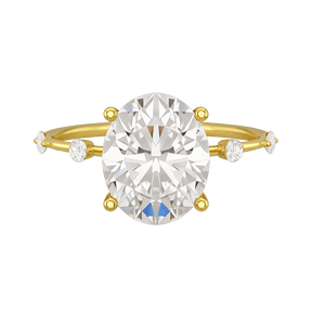 3 Carat Oval Lab Grown Diamond Thin Engagement Ring - Evara Jewelry LLC