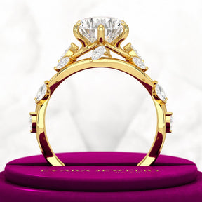 3 Carat Pear Cut Diamond Nature Inspired Art Deco Engagement Ring - Evara Jewelry LLC