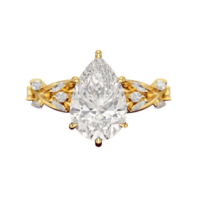 3 Carat Pear Cut Diamond Nature Inspired Art Deco Engagement Ring - Evara Jewelry LLC