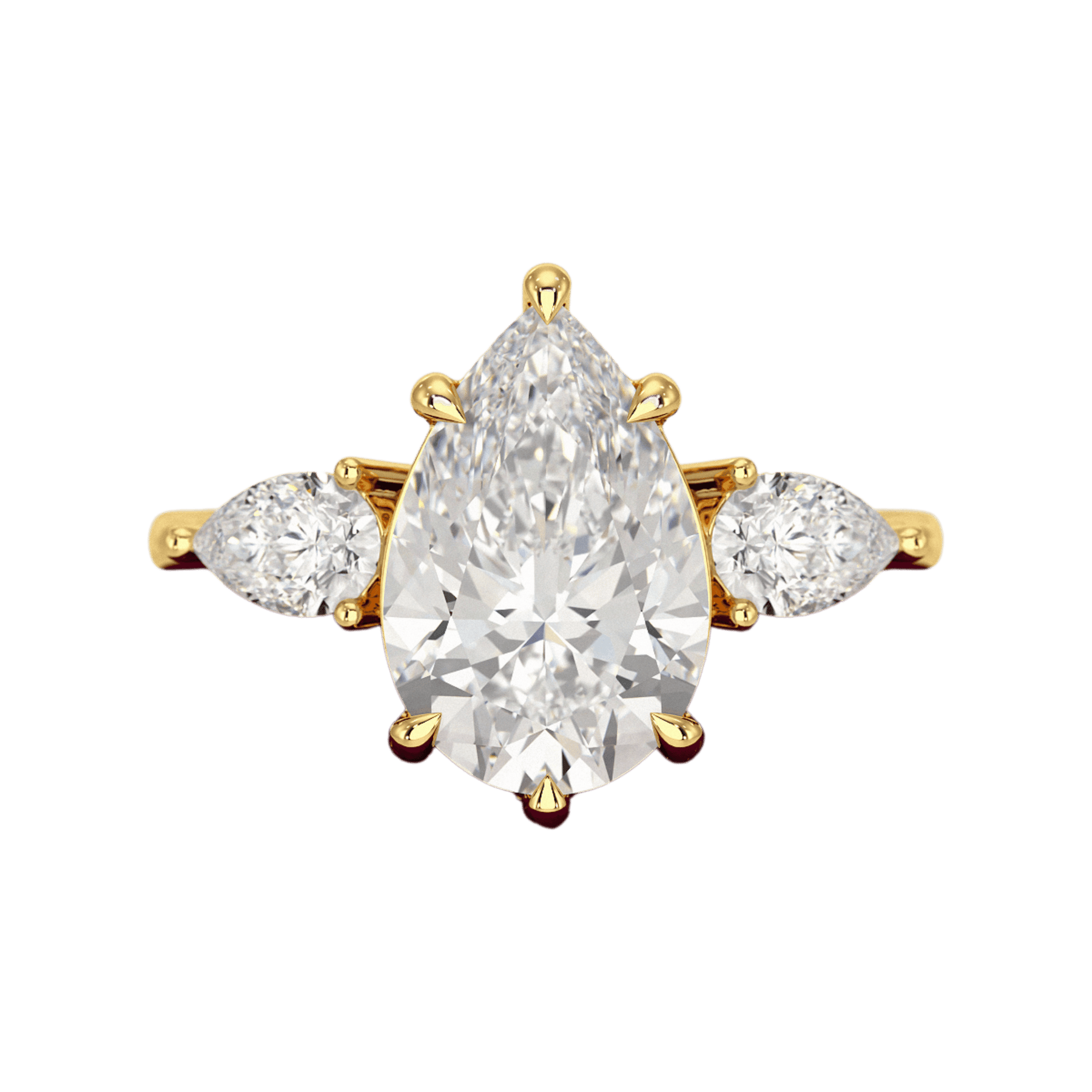 3 Carat Pear Cut Diamond Three Stone Engagement Ring - Evara Jewelry LLC