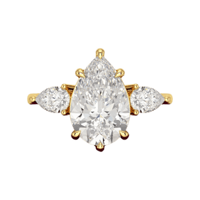 3 Carat Pear Cut Diamond Three Stone Engagement Ring - Evara Jewelry LLC