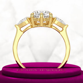3 Carat Pear Cut Diamond Three Stone Engagement Ring - Evara Jewelry LLC