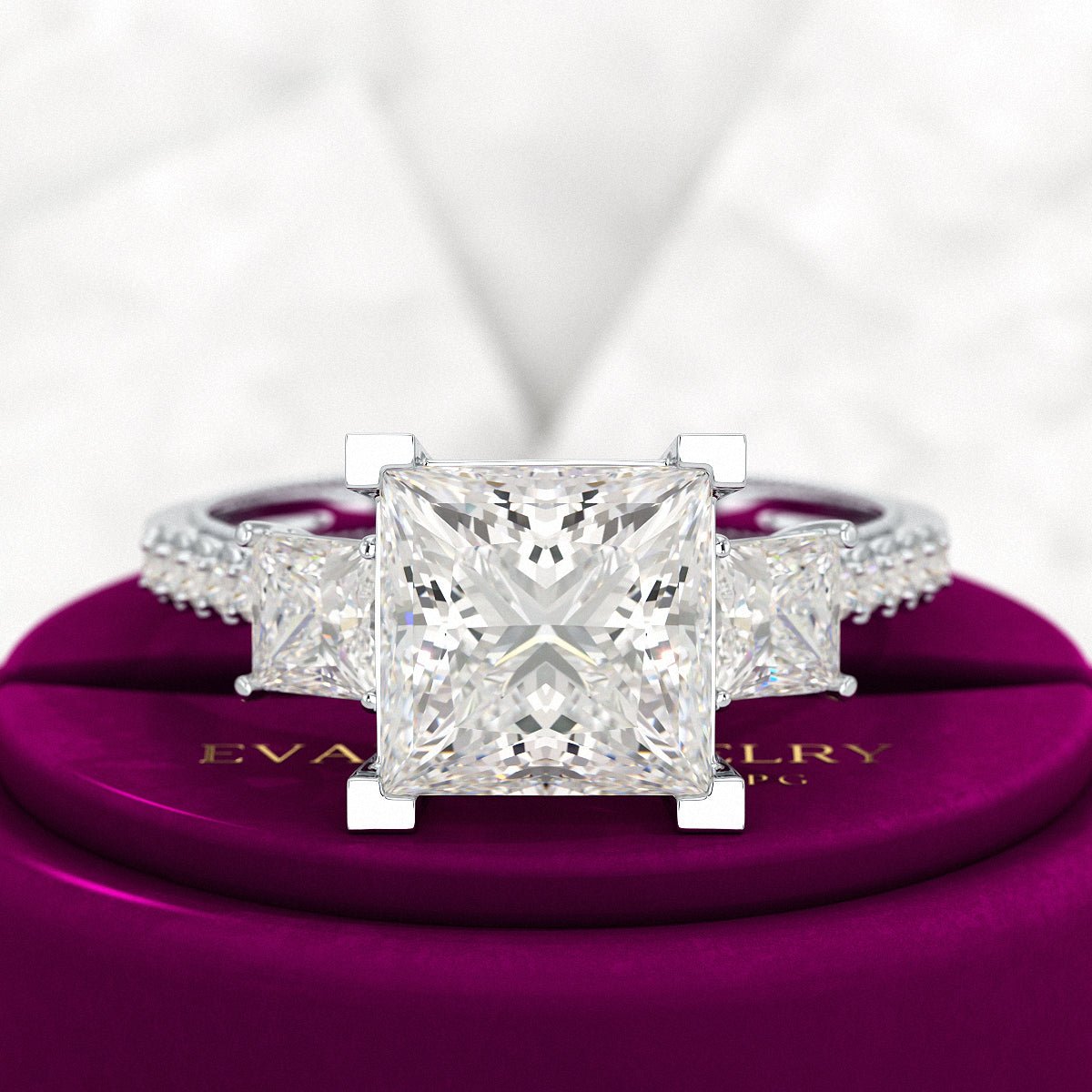 3 Carat Princess Cut Lab Grown Diamond Wedding Ring - Evara Jewelry LLC