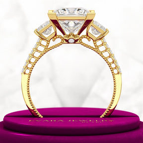 3 Carat Princess Cut Lab Grown Diamond Wedding Ring - Evara Jewelry LLC