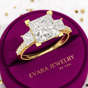 3 Carat Princess Cut Lab Grown Diamond Wedding Ring - Evara Jewelry LLC