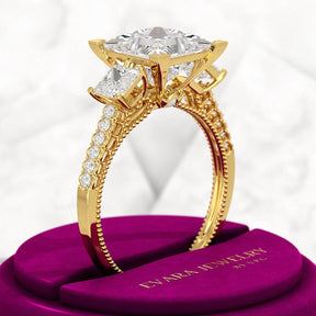 3 Carat Princess Cut Lab Grown Diamond Wedding Ring - Evara Jewelry LLC