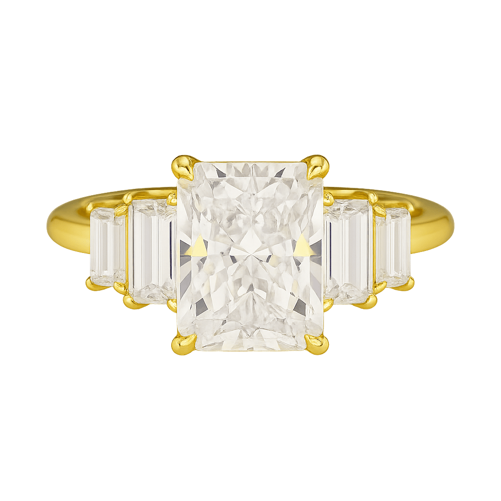 3 Carat Radiant Cut Lab Grown Diamond Art Deco Engagement Ring - Evara Jewelry LLC