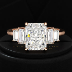 3 Carat Radiant Cut Lab Grown Diamond Art Deco Engagement Ring - Evara Jewelry LLC