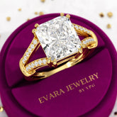 3 Carat Radiant Cut Lab Grown Diamond Split Shank Engagement Ring - Evara Jewelry LLC