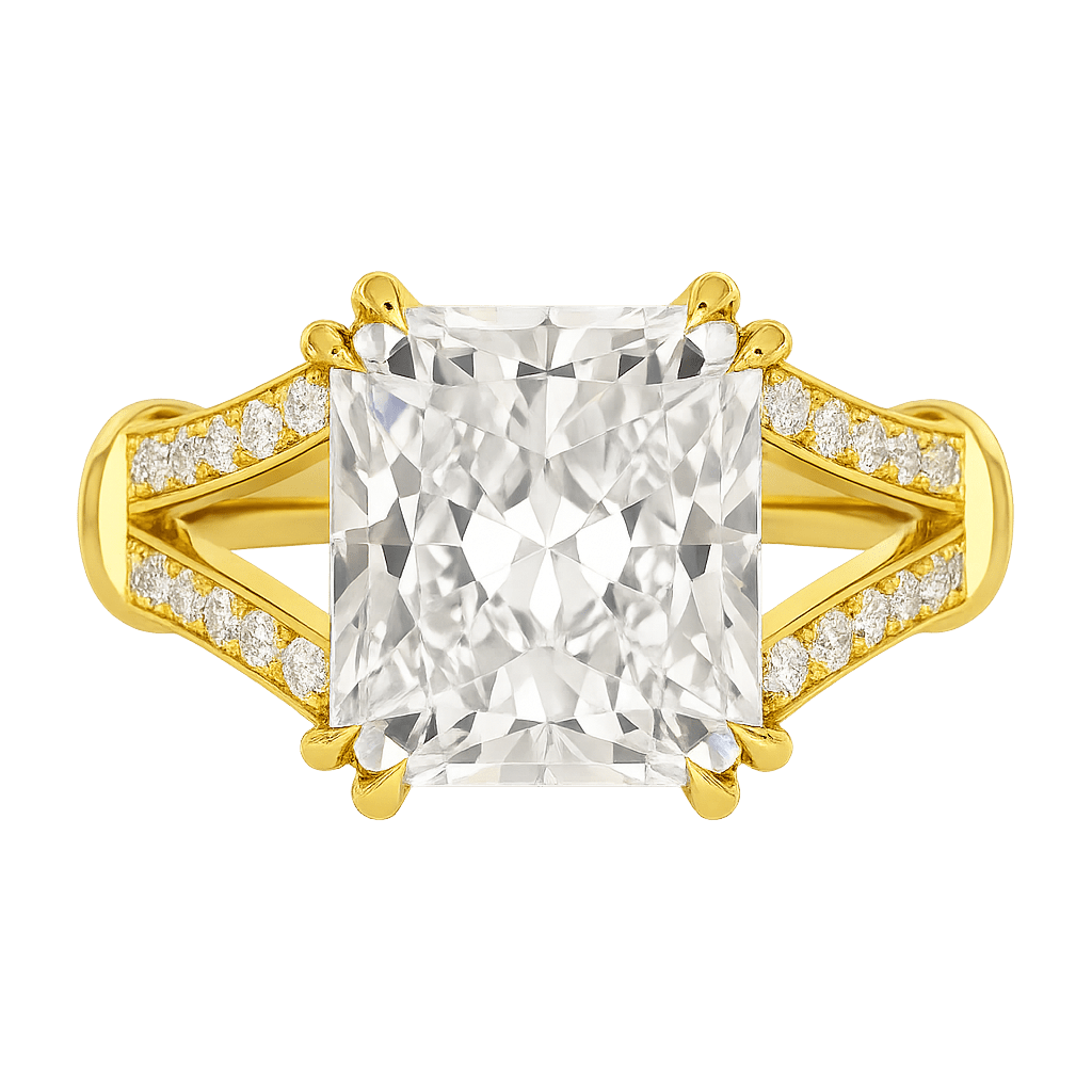 3 Carat Radiant Cut Lab Grown Diamond Split Shank Engagement Ring - Evara Jewelry LLC