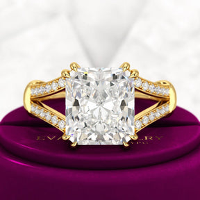 3 Carat Radiant Cut Lab Grown Diamond Split Shank Engagement Ring - Evara Jewelry LLC