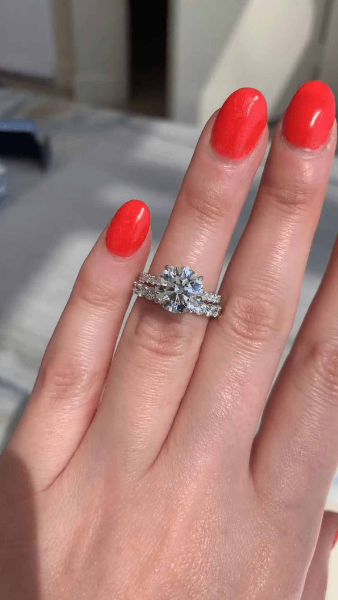 3 Carat Round Cut 4 Prong Engagement Ring with Pave Band - Evara Jewelry LLC