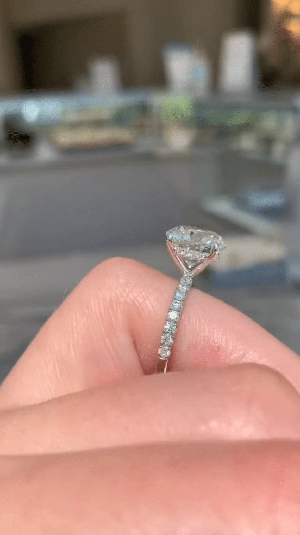 3 Carat Round Cut 4 Prong Engagement Ring with Pave Band - Evara Jewelry LLC