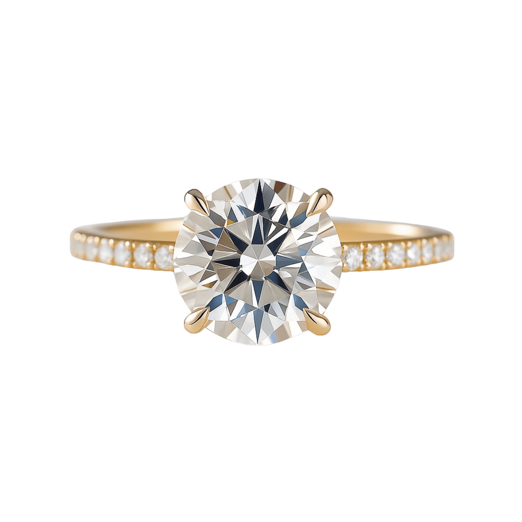 3 Carat Round Cut 4 Prong Engagement Ring with Pave Band - Evara Jewelry LLC