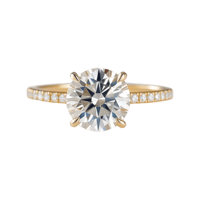 3 Carat Round Cut 4 Prong Engagement Ring with Pave Band - Evara Jewelry LLC