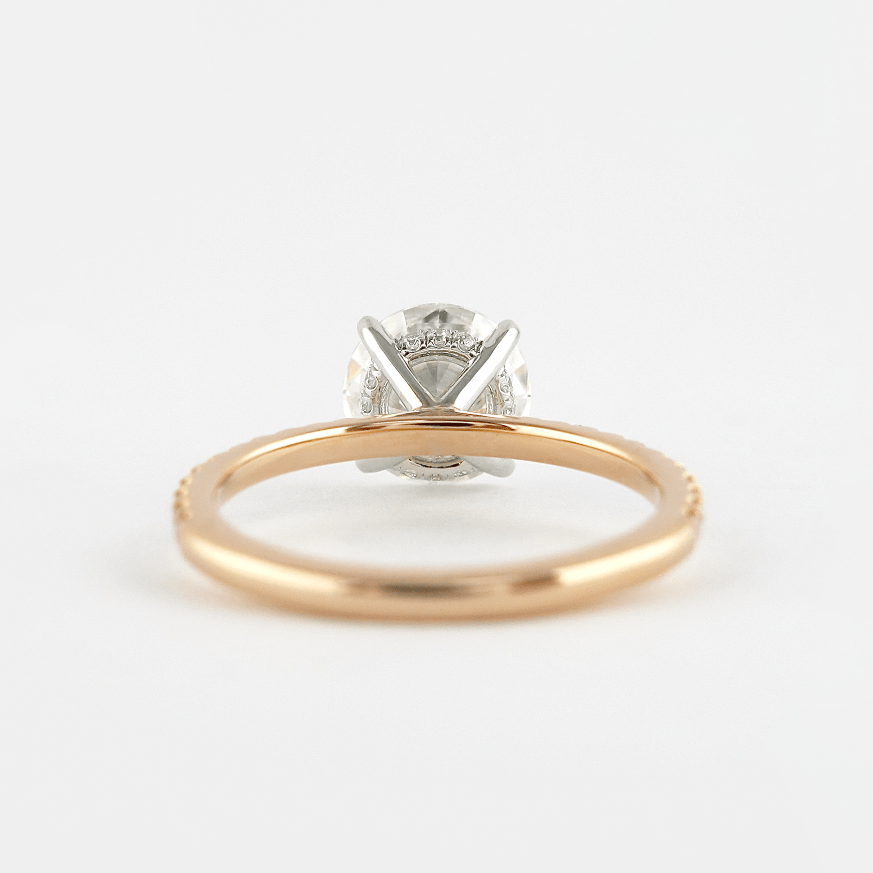 3 Carat Round Cut 4 Prong Engagement Ring with Pave Band - Evara Jewelry LLC