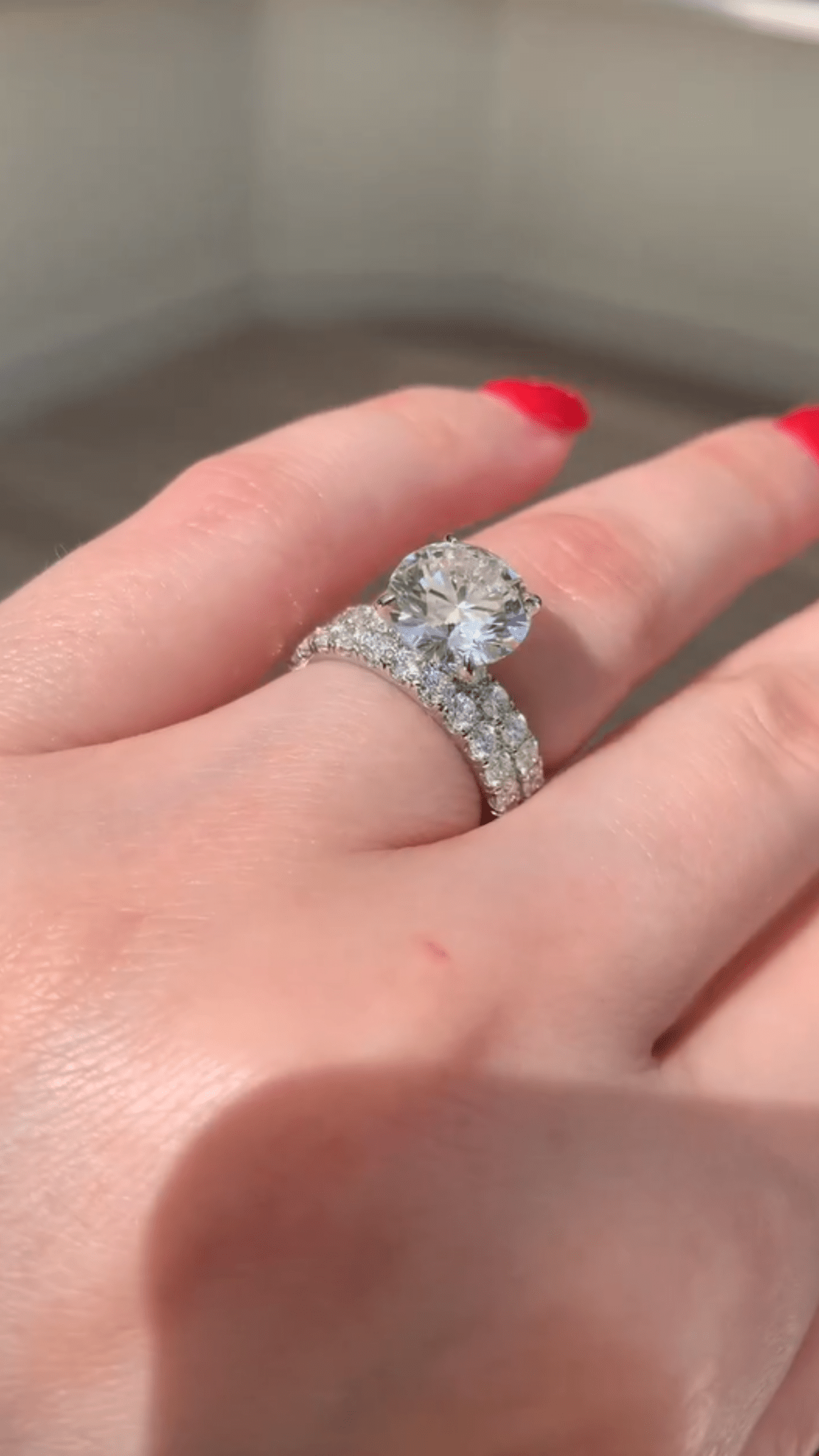 3 Carat Round Lab Grown Diamond Classic Wedding Ring with Pave Band - Evara Jewelry LLC