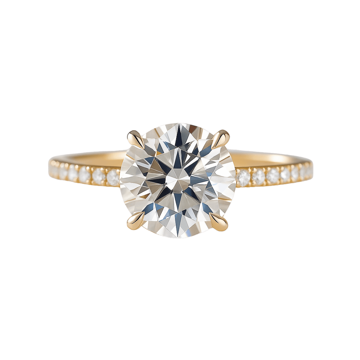 3 Carat Round Lab Grown Diamond Classic Wedding Ring with Pave Band - Evara Jewelry LLC