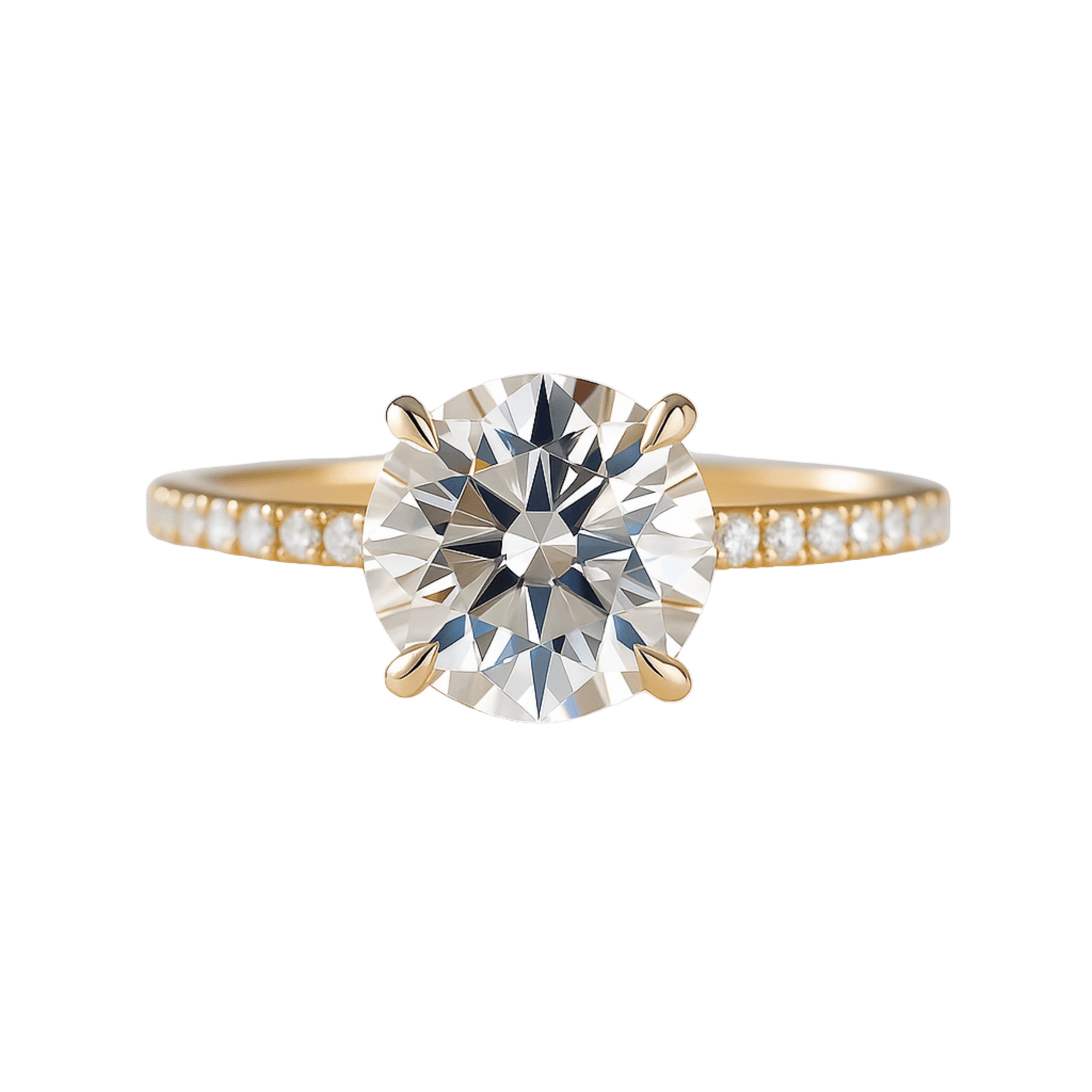 3 Carat Round Lab Grown Diamond Classic Wedding Ring with Pave Band - Evara Jewelry LLC