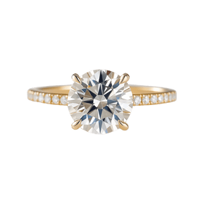 3 Carat Round Lab Grown Diamond Classic Wedding Ring with Pave Band - Evara Jewelry LLC