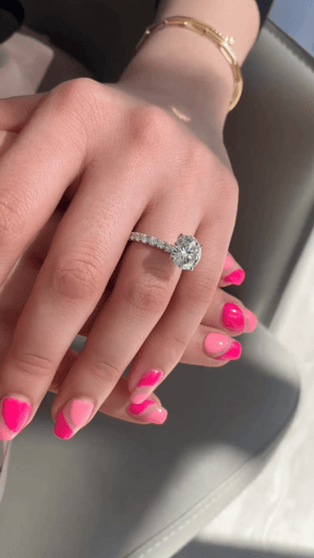 3 Carat Round Lab Grown Diamond Classic Wedding Ring with Pave Band - Evara Jewelry LLC