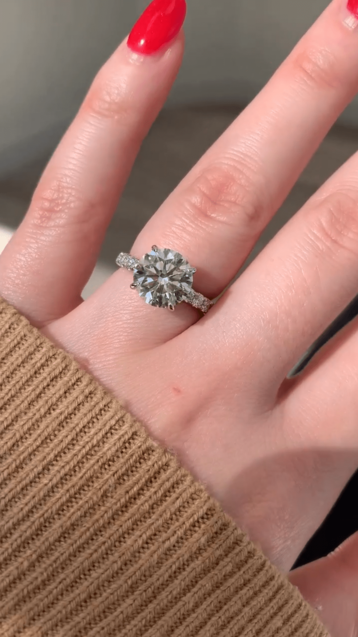 3 Carat Round Lab Grown Diamond Classic Wedding Ring with Pave Band - Evara Jewelry LLC