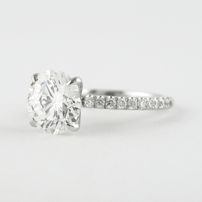 3 Carat Round Lab Grown Diamond Classic Wedding Ring with Pave Band - Evara Jewelry LLC