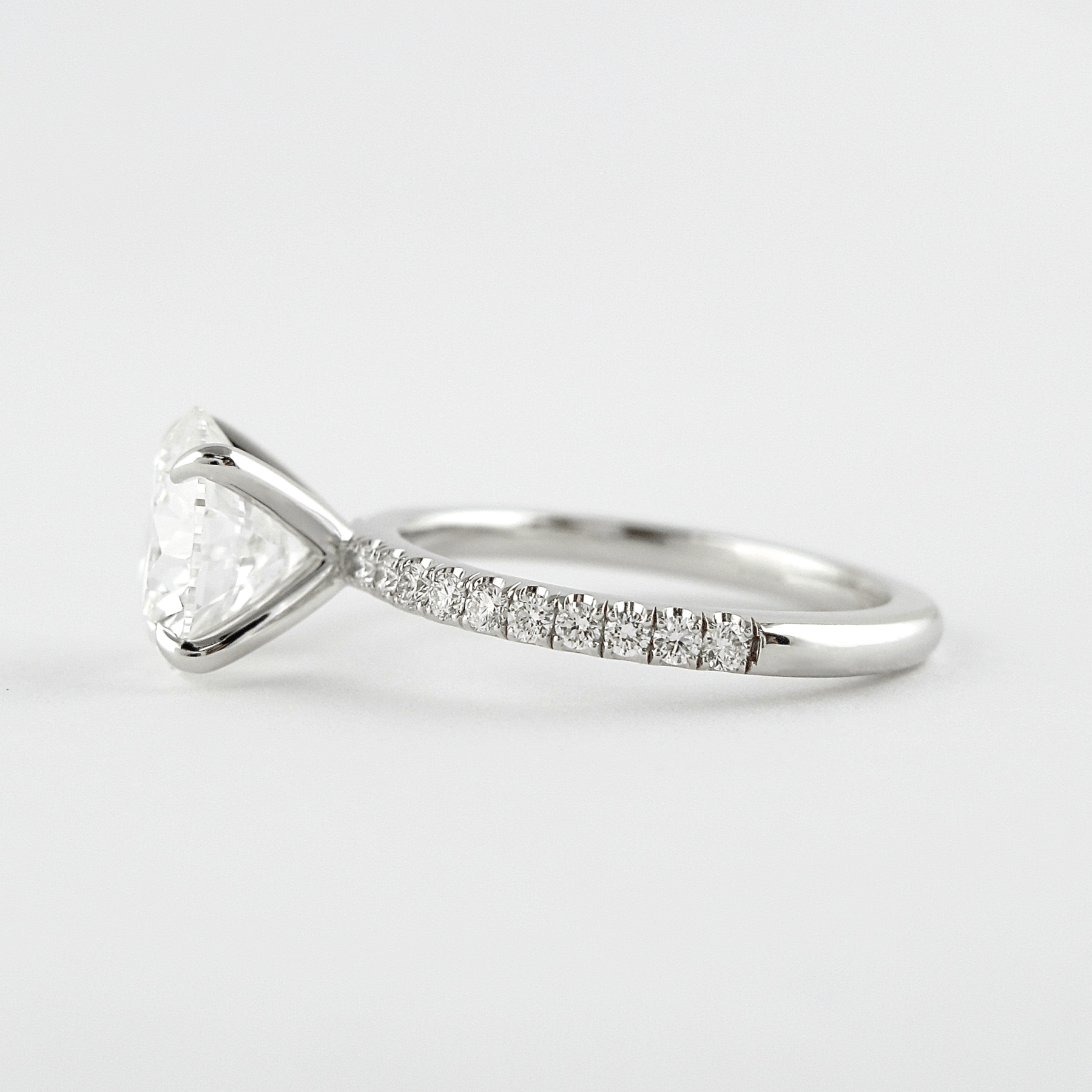 3 Carat Round Lab Grown Diamond Classic Wedding Ring with Pave Band - Evara Jewelry LLC