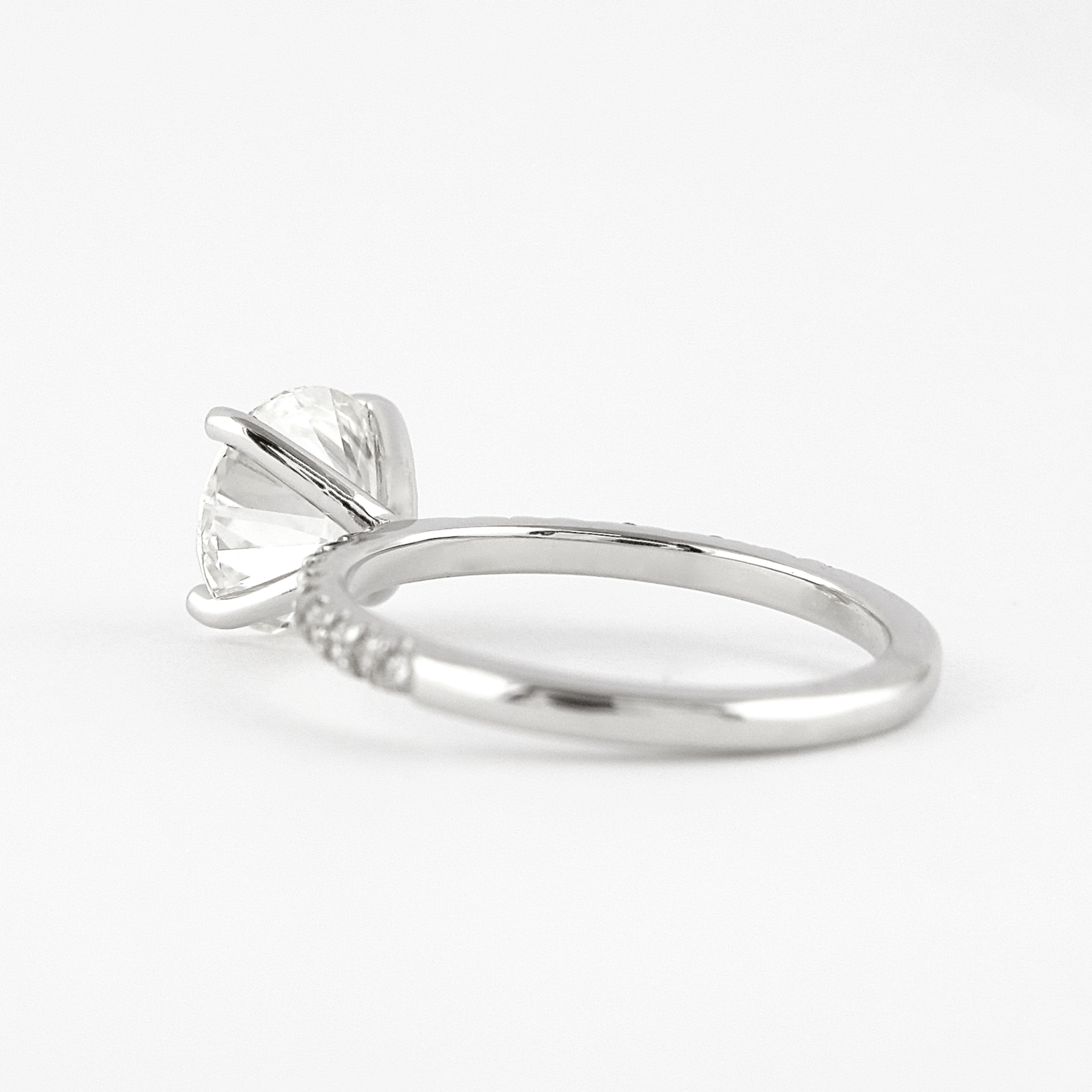 3 Carat Round Lab Grown Diamond Classic Wedding Ring with Pave Band - Evara Jewelry LLC