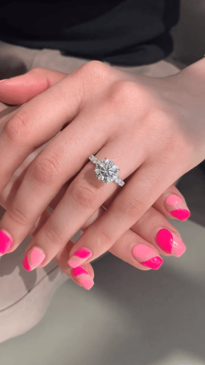 3 Carat Round Lab Grown Diamond Classic Wedding Ring with Pave Band - Evara Jewelry LLC