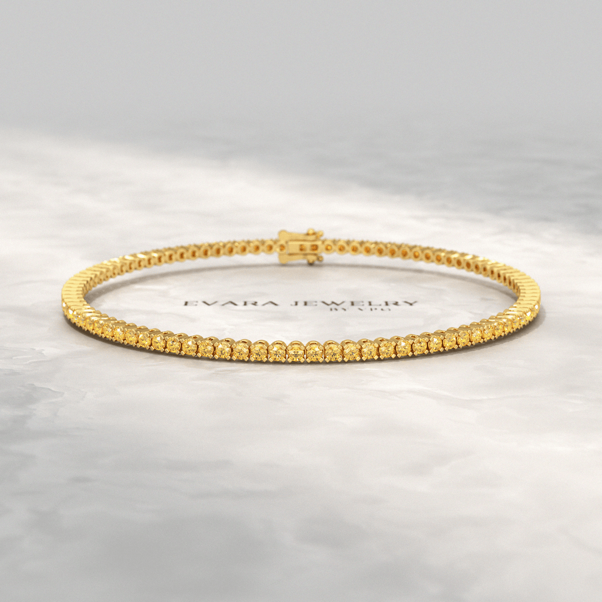 3 Carat Yellow Sapphire Tennis Bracelet in 14K/18K Yellow Gold - Evara Jewelry LLC