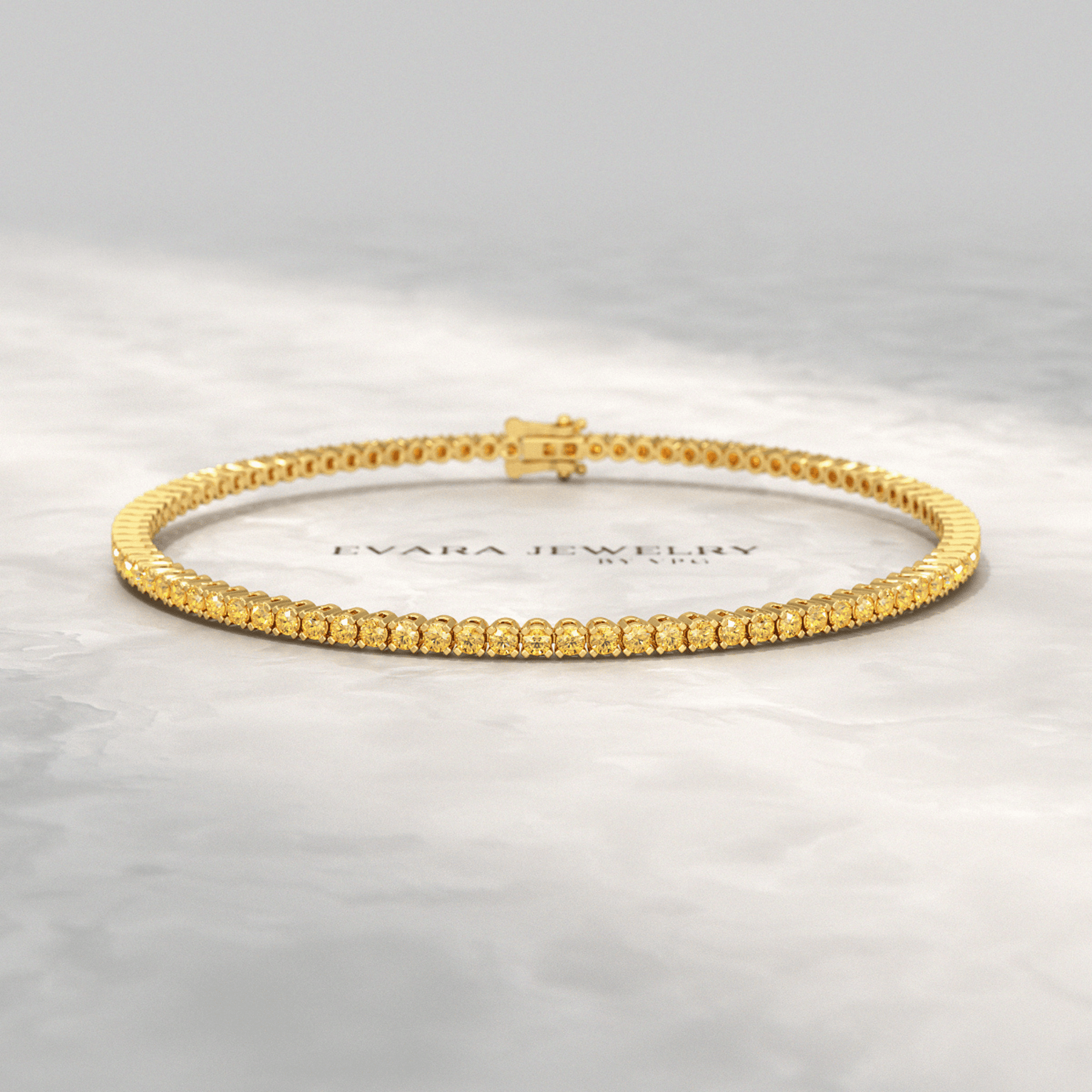 3 Carat Yellow Sapphire Tennis Bracelet in 14K/18K Yellow Gold - Evara Jewelry LLC