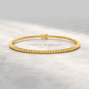 3 Carat Yellow Sapphire Tennis Bracelet in 14K/18K Yellow Gold - Evara Jewelry LLC