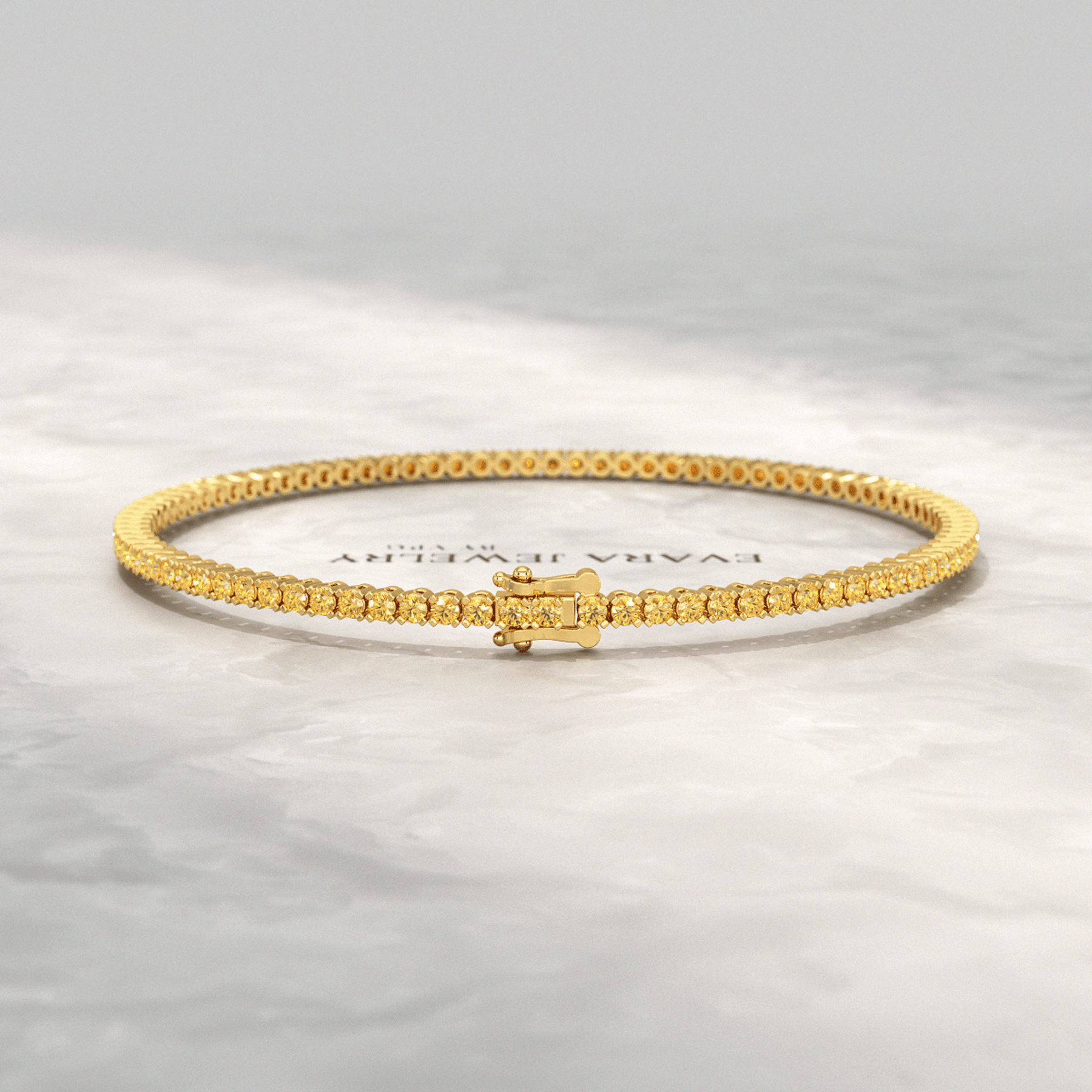 3 Carat Yellow Sapphire Tennis Bracelet in 14K/18K Yellow Gold - Evara Jewelry LLC