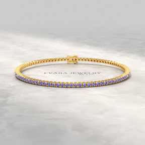 3.17 Carat Tanzanite Tennis Bracelet in 14K/18K Yellow Gold