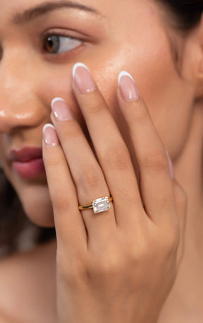 3.00 Carat Emerald Cut East West Diamond Proposal Ring - Evara Jewelry LLC