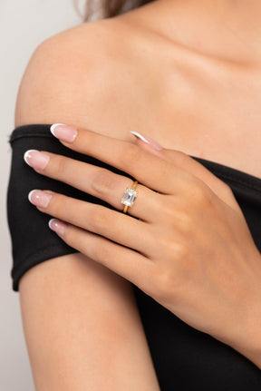 3.00 Carat Emerald Cut East West Diamond Proposal Ring - Evara Jewelry LLC