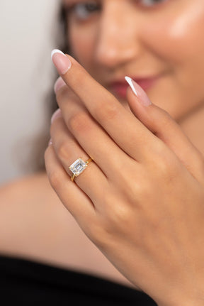3.00 Carat Emerald Cut East West Diamond Proposal Ring - Evara Jewelry LLC