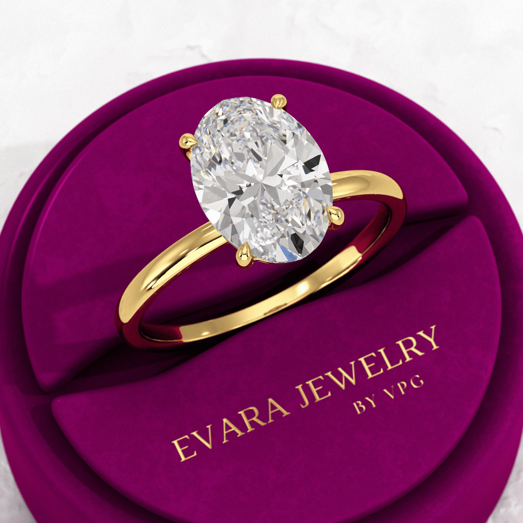 3.00 Carat Oval Cut Diamond Engagement Ring - Evara Jewelry LLC
